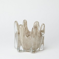 CANDEL HOLDER CROWN HAND MADE GLASS TAUPE       - DECOR ITEMS